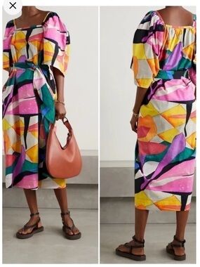 MARA HOFFMAN Sara Puff-Sleeve Belted Cotton Dress